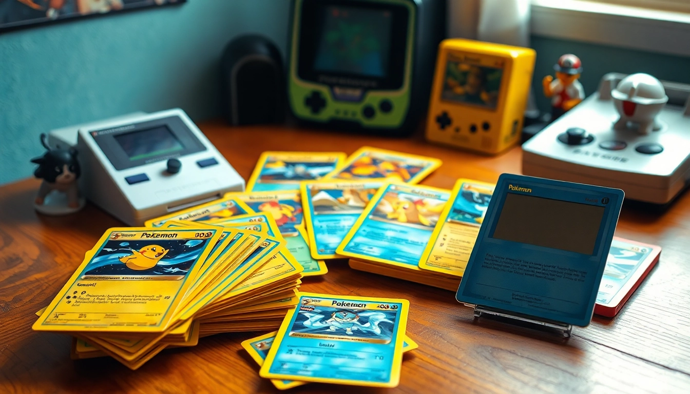 Examine real Pokemon cards displayed with vibrant colors and unique designs.