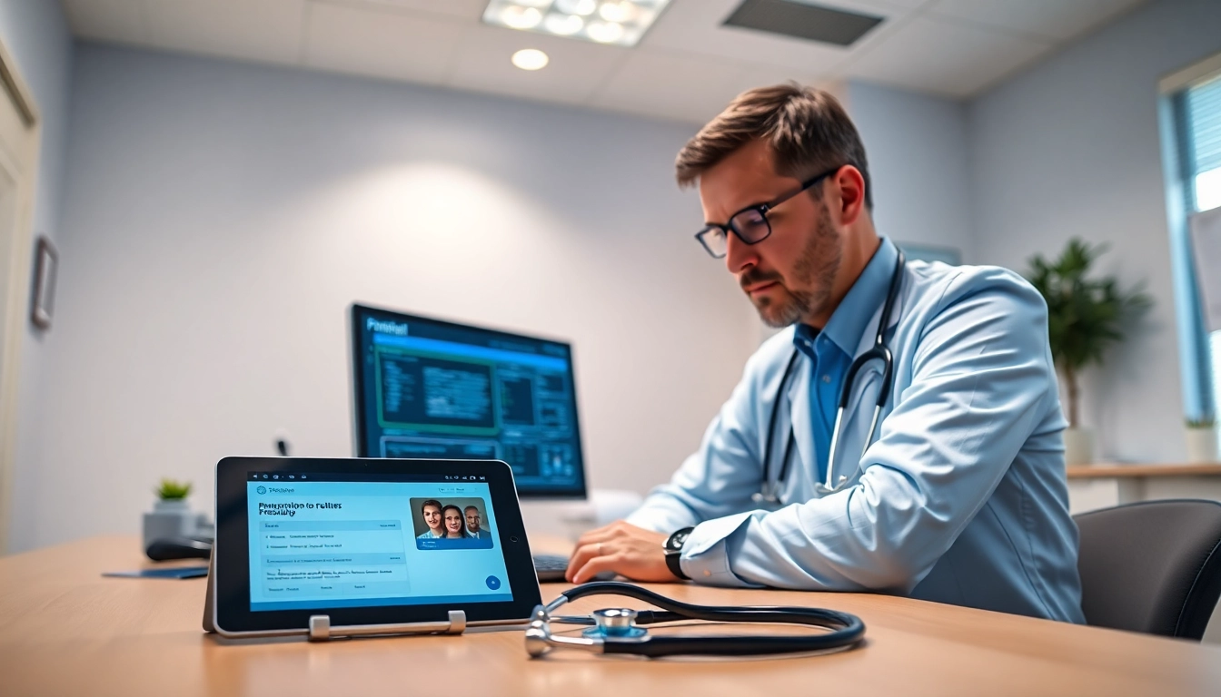 Highlighting benefits of electronic prescribing through a healthcare provider utilizing digital tools in a modern clinic.